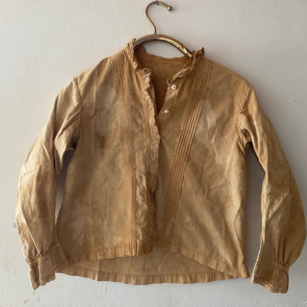 Cowgirl Horse ride shirt hand dye yellow $68